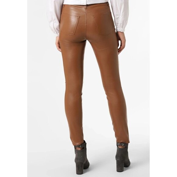 Cambio Women's Size 40 US10 Camel Brown Ray Pants Slim Faux 5 Pckt Trousers $430 - Picture 4 of 9